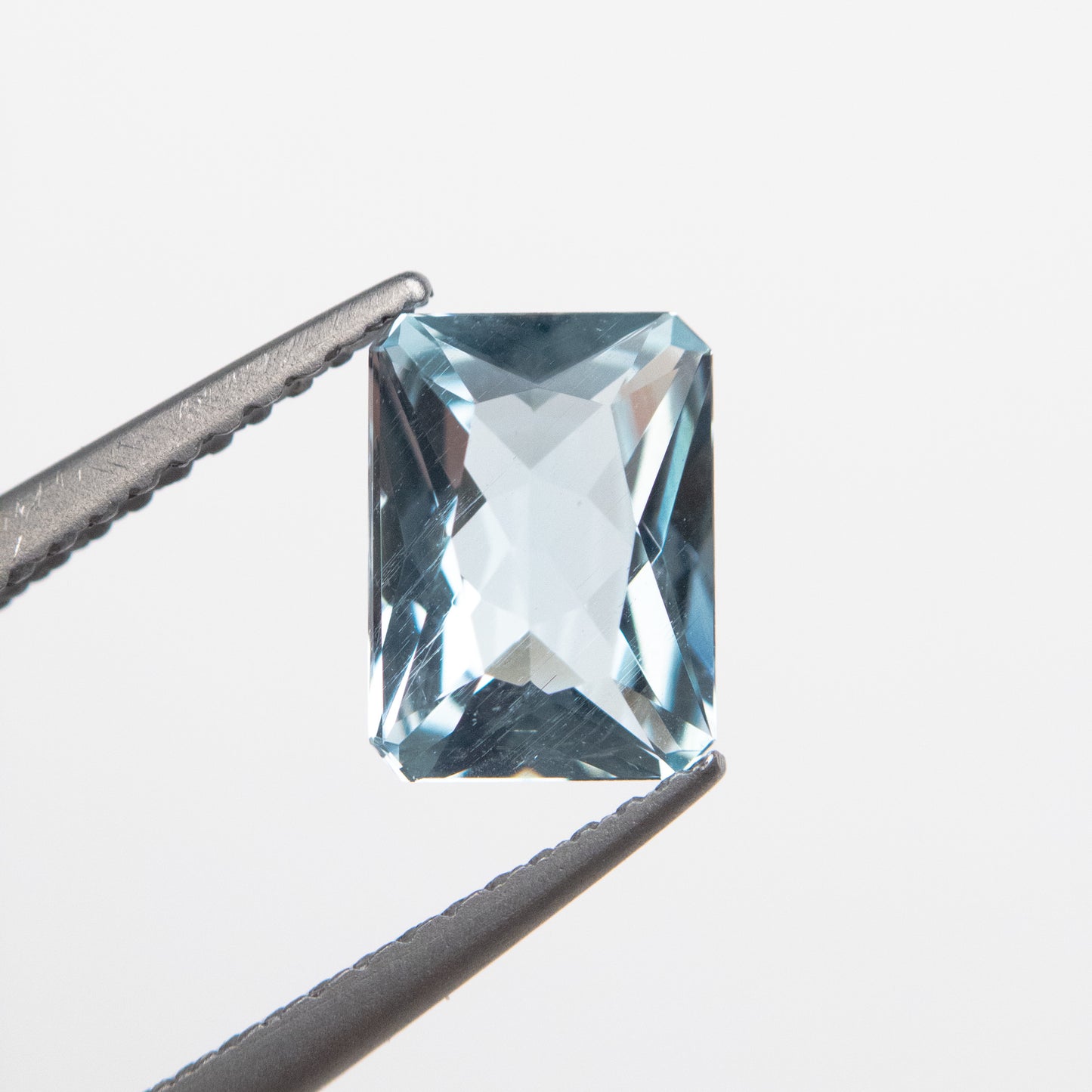 1.16ct 7.86x5.81x3.66mm Light Blue Cut Corner Rectangle Brilliant Aquamarine EGEM-50