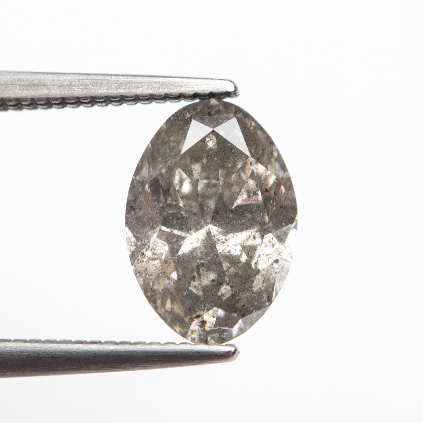1.92ct 10.06x7.04x4.25mm Salt and Pepper Oval Brilliant Diamond EGEM-55
