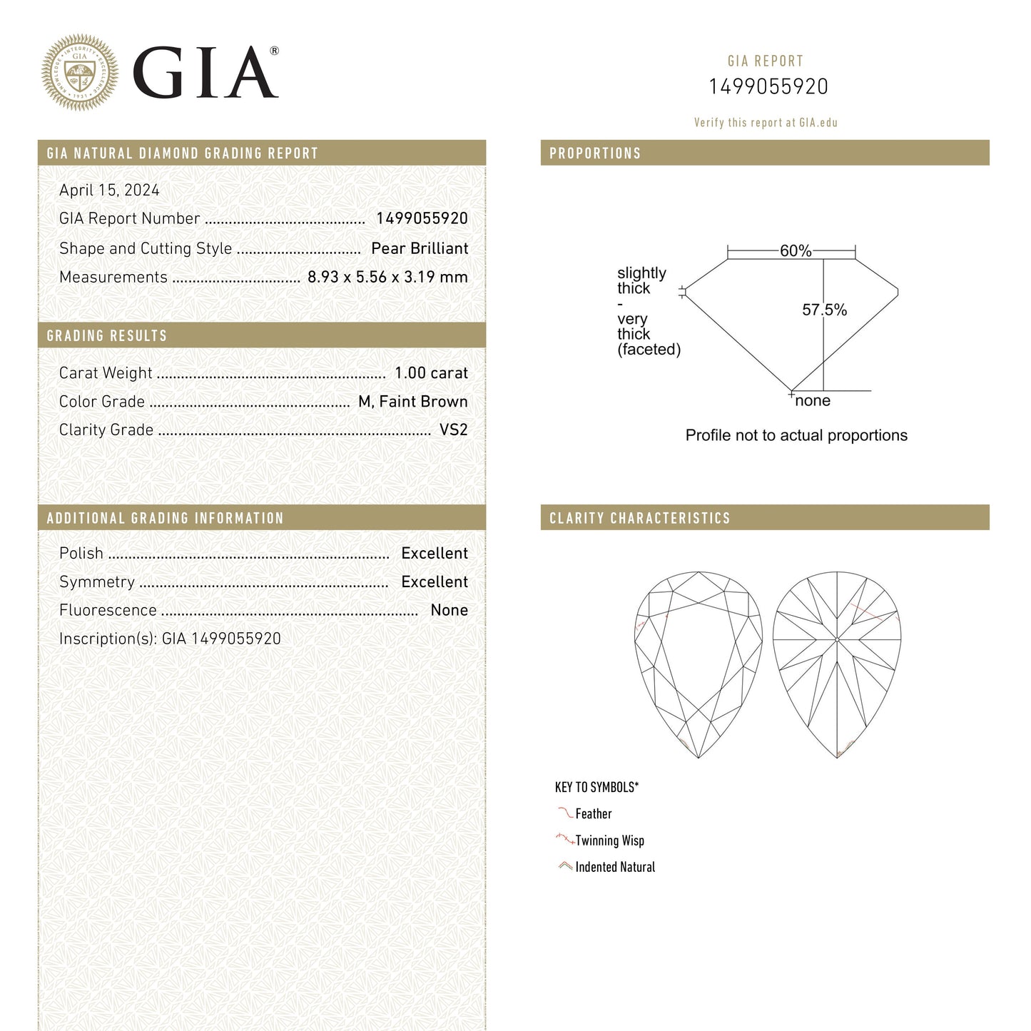 1.00ct 8.93x5.56x3.19mm GIA VS2 M Pear Brilliant 🇨🇦 26317-01