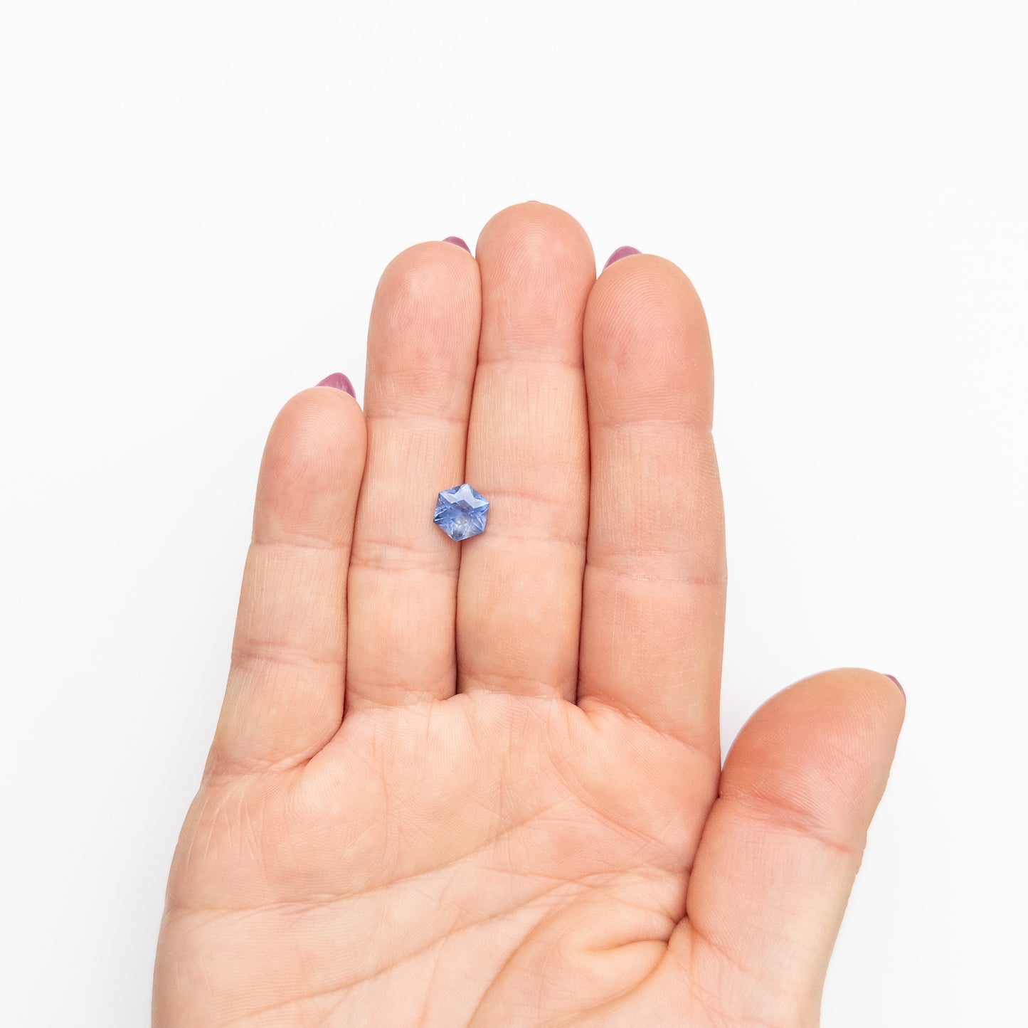 2.45ct 8.34x7.25x5.51mm Light Blue Hexagon Brilliant Sapphire EGEM-49