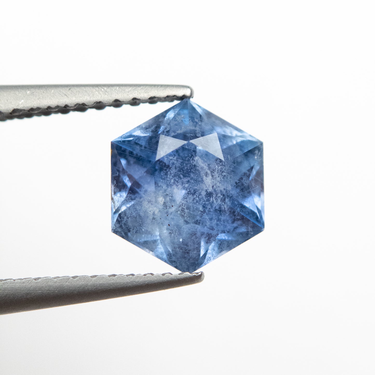 2.45ct 8.34x7.25x5.51mm Light Blue Hexagon Brilliant Sapphire EGEM-49