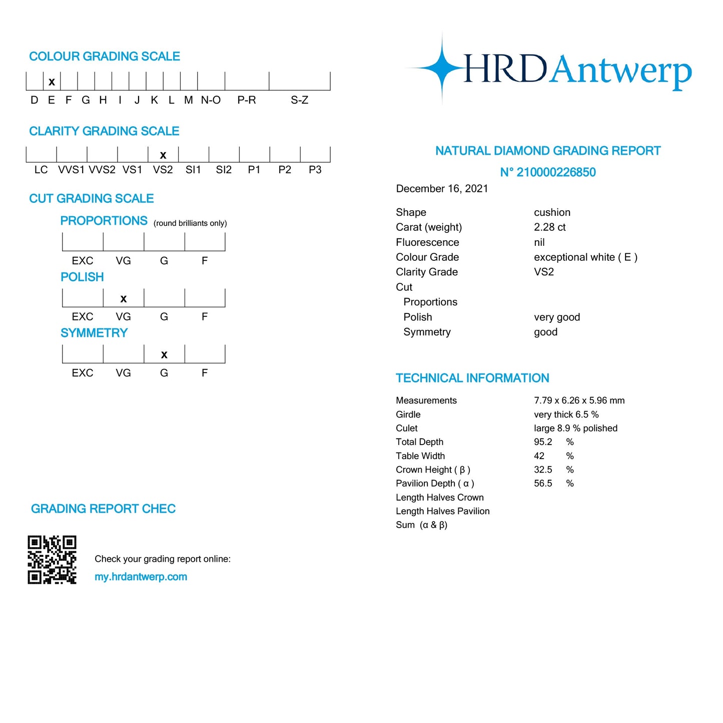 2.28ct 7.79x6.26x5.96mm HRD VS2 E Antique Peruzzi Cut 19889-01