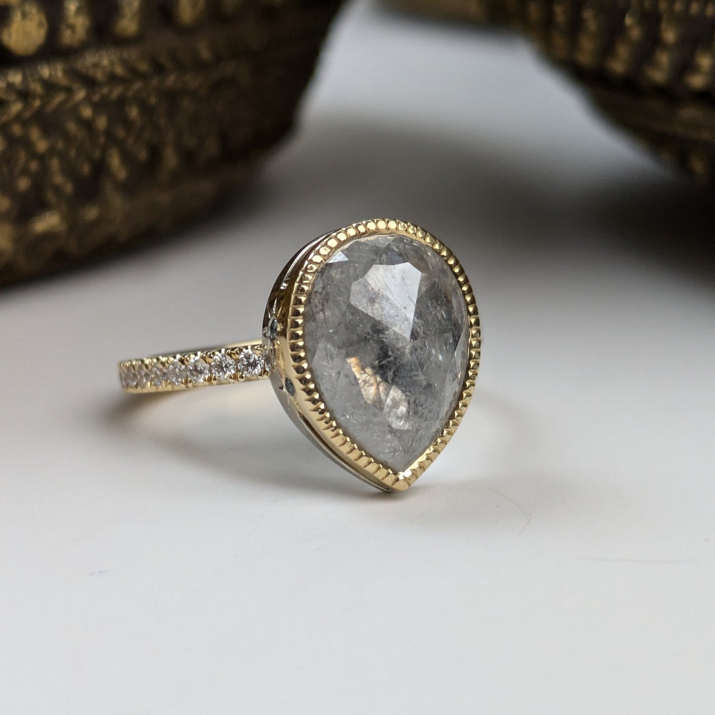 Pear RoseCut Diamond Ring