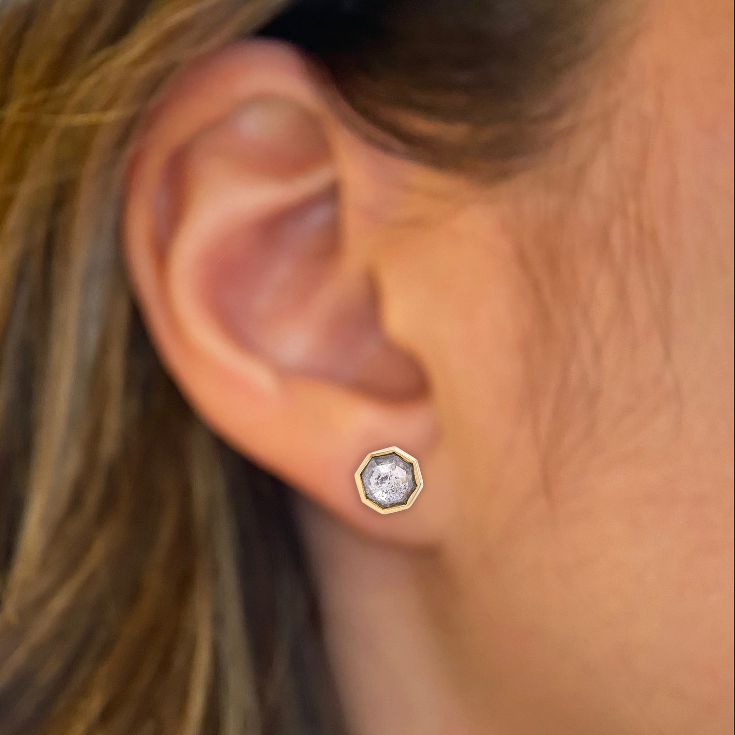 Octagon Diamond Earring