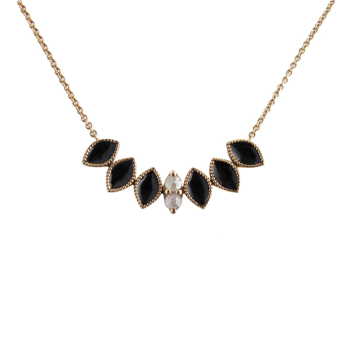 BLACK vitreous enamel necklace rosecut diamonds emily gill