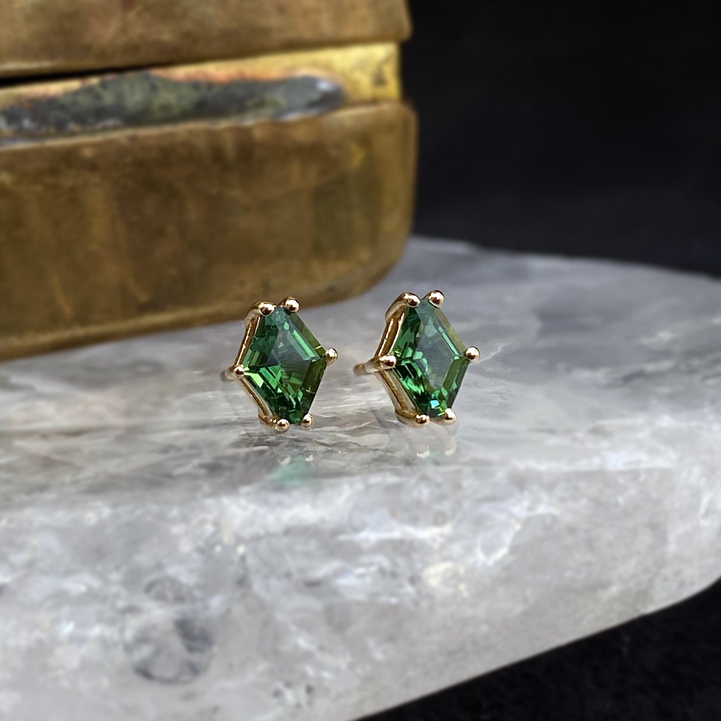APPLETINI GREEN HEXAGON CUT TOURMALINE EARRINGS