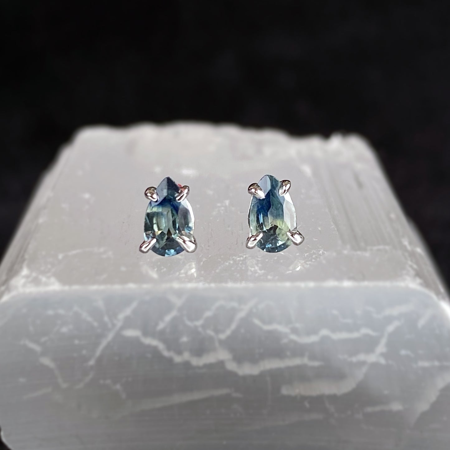 Parti Sapphire Studs (white gold)