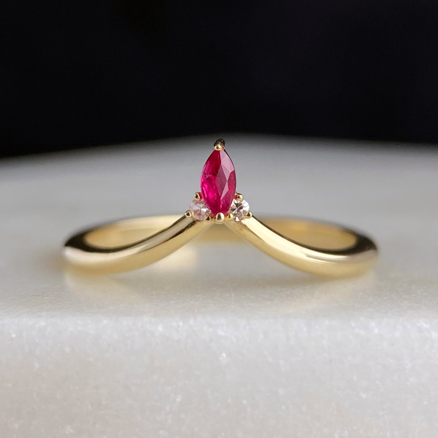 Ruby Marquise Contour Wedding Band 14K yellow gold