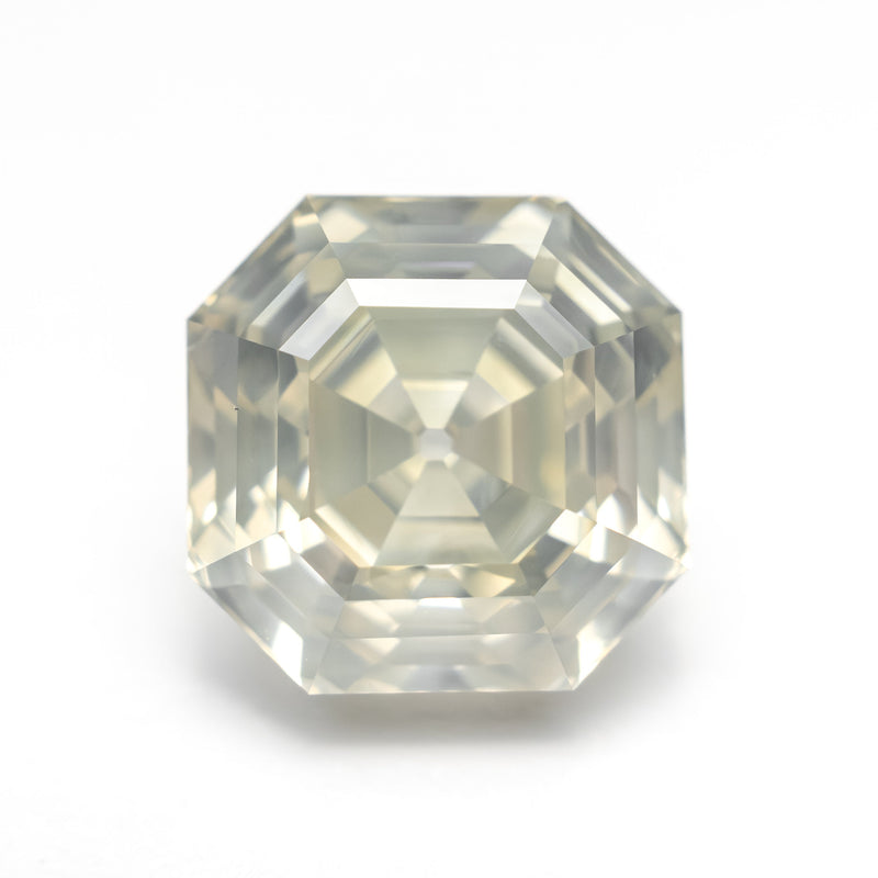 5.51ct 9.76x9.75x6.75mm GIA I1 Fancy Light Grey Green Yellow Antique Cut Corner Square Step Cut 28026-01