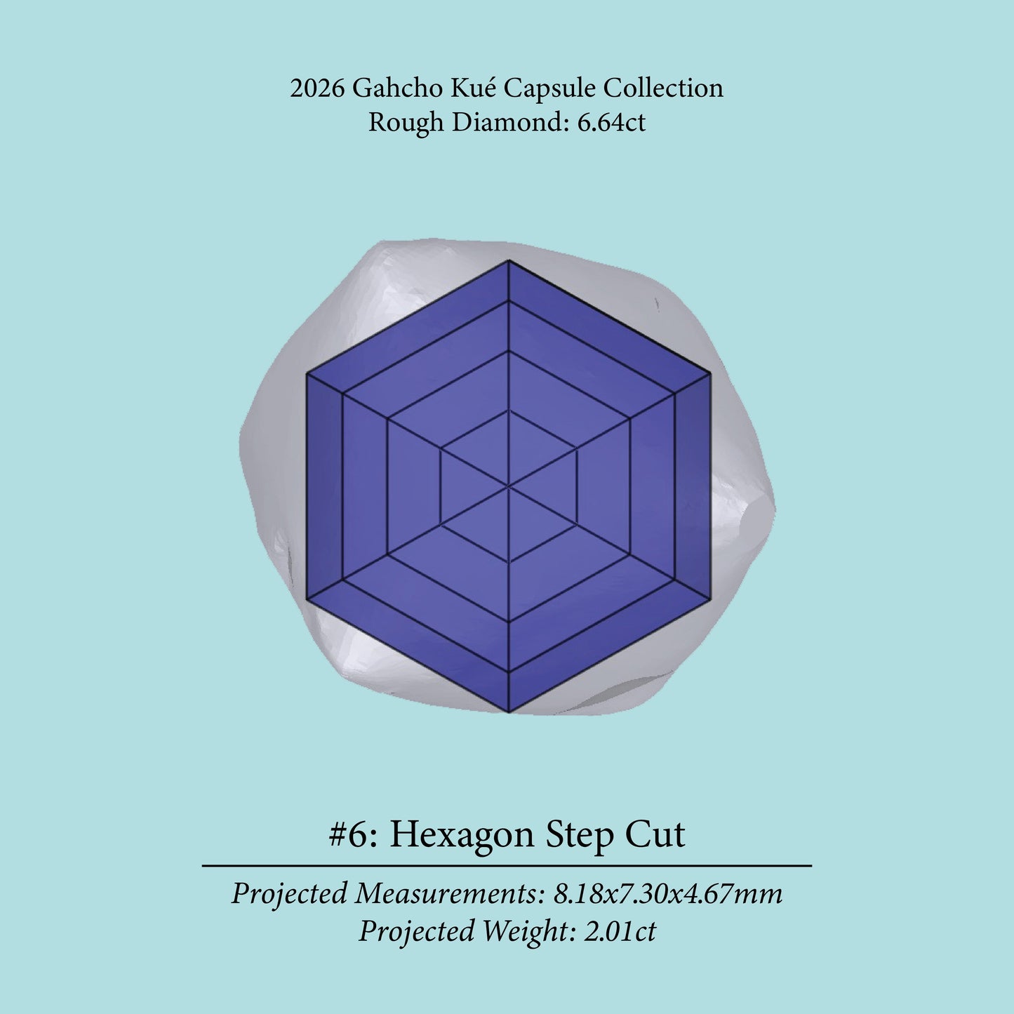 6.64ct SI2 L Pre-Cut Canadian Champagne Diamond 27944