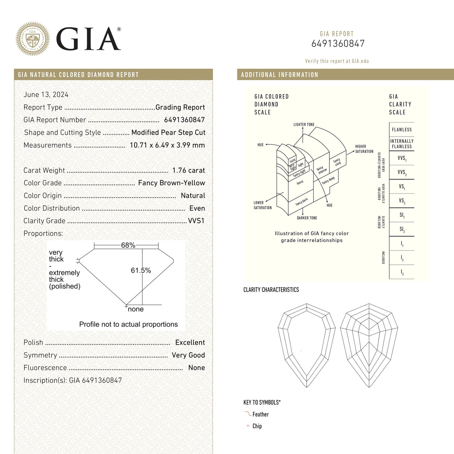 1.76ct 10.71x6.49x3.98mm GIA VVS2 Fancy Brown-Yellow Geo Pear Step Cut 25348-01 🇨🇦