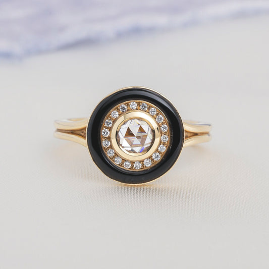 Audrey Moissanite Black Onyx Ring