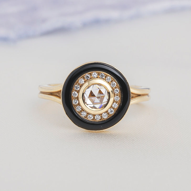 Audrey Moissanite Black Onyx Ring
