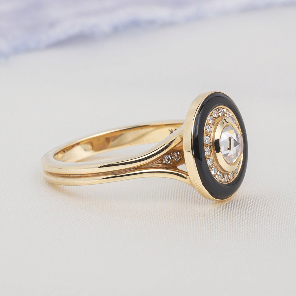 Audrey Moissanite Black Onyx Ring