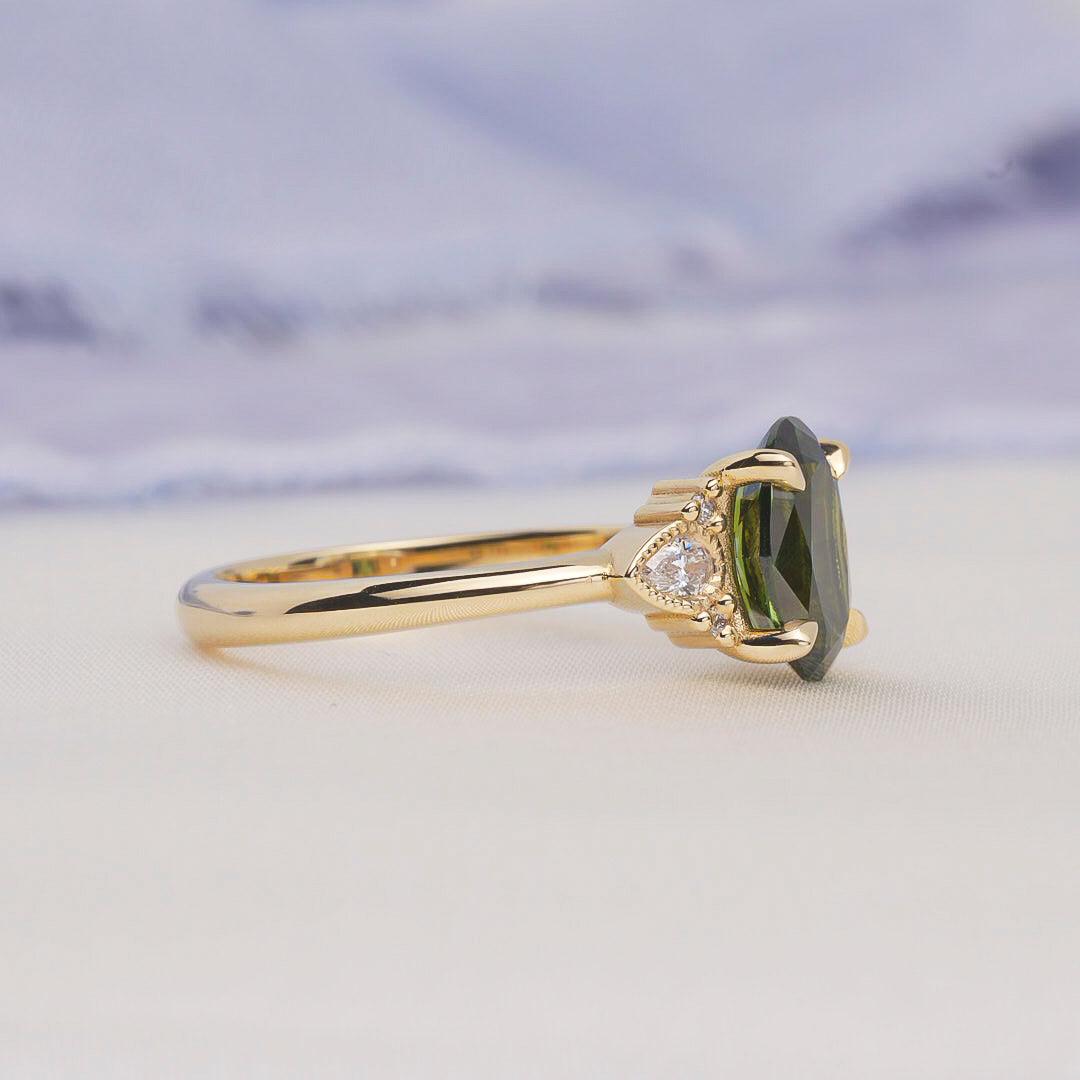 Green Sapphire Meadow Ring