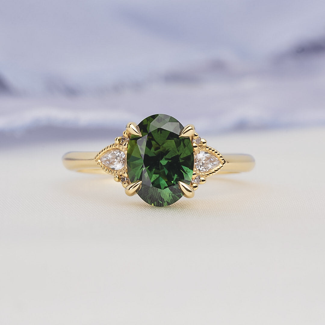 Green Sapphire Meadow Ring