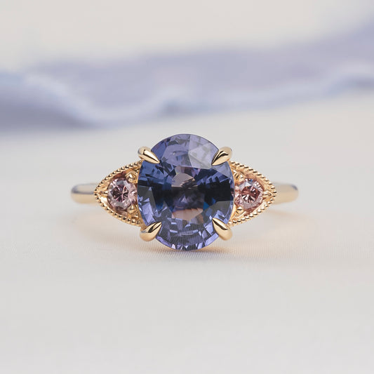 Merelani Moon Spinel and Pink Diamond Ring