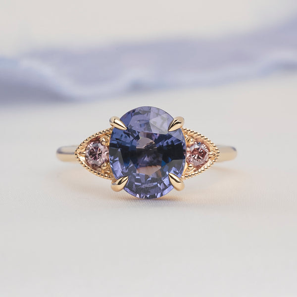 Merelani Moon Spinel and Pink Diamond Ring