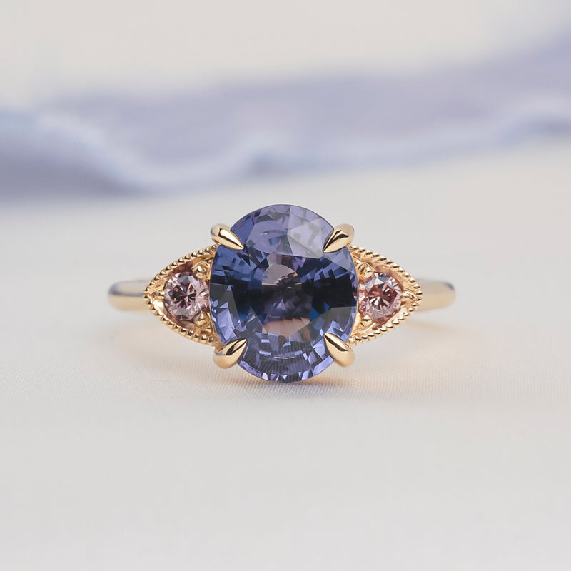 Merelani Moon Spinel and Pink Diamond Ring
