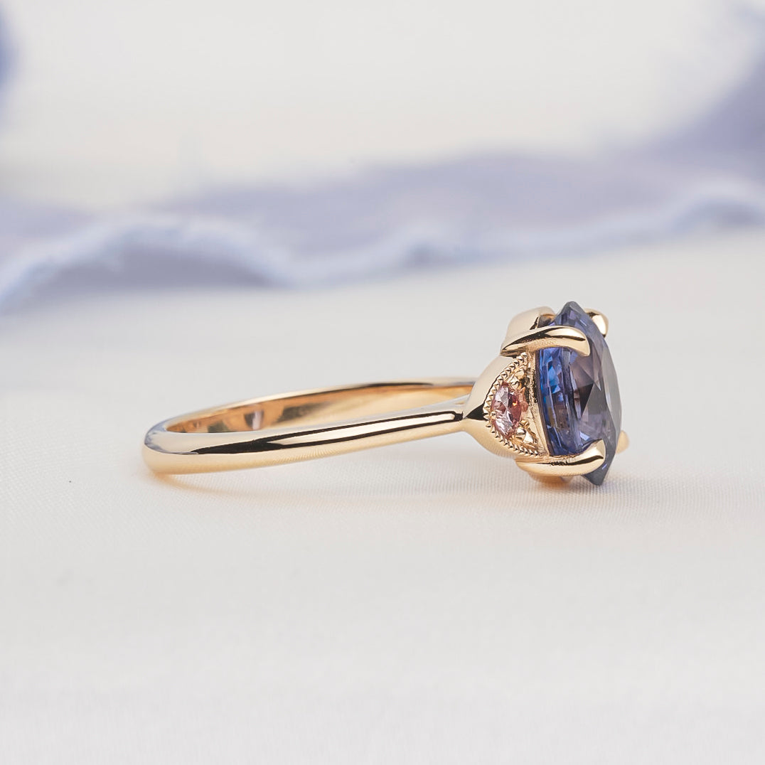 Merelani Moon Spinel and Pink Diamond Ring