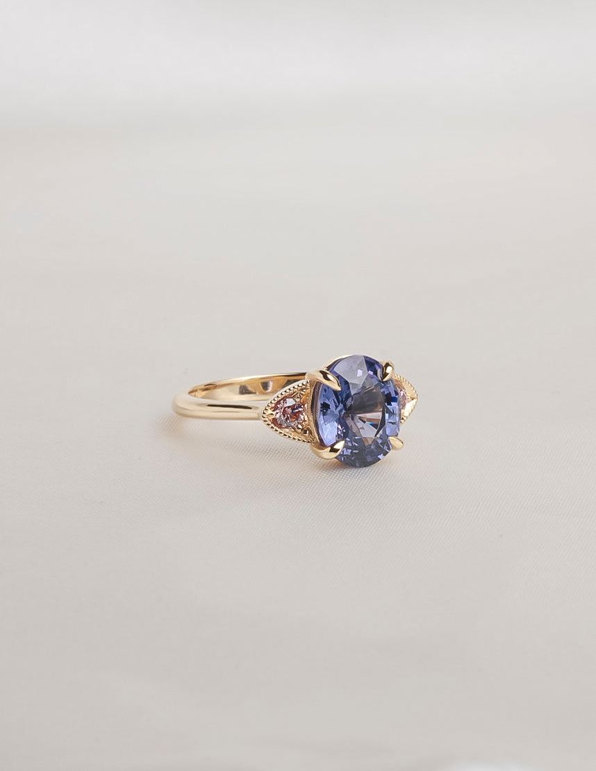 Merelani Moon Spinel and Pink Diamond Ring