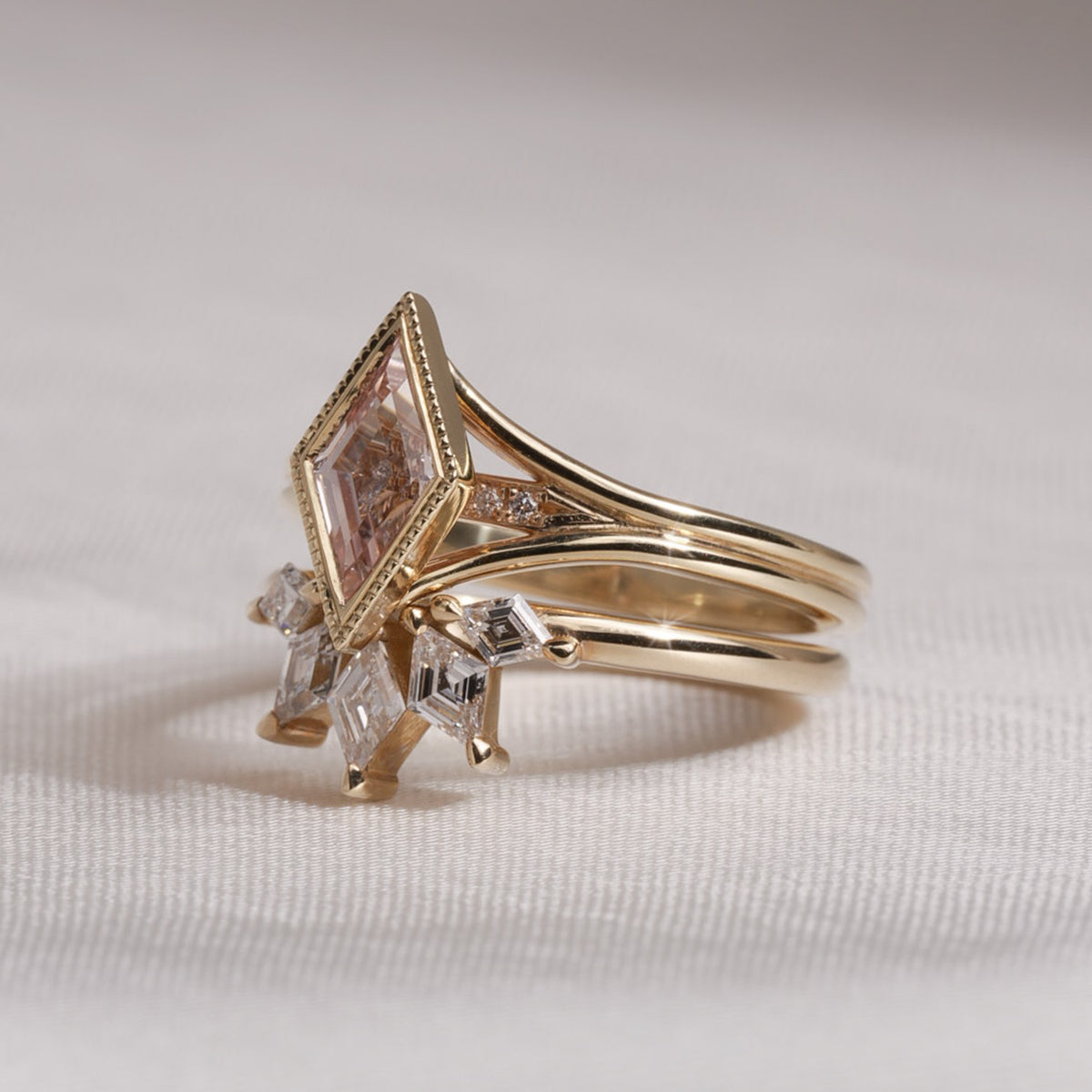 Peach Lozenge Sapphire Mirage Ring