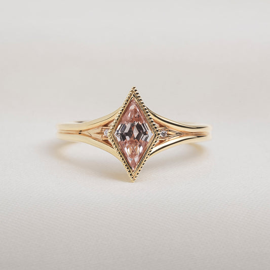 Peach Lozenge Sapphire Mirage Ring