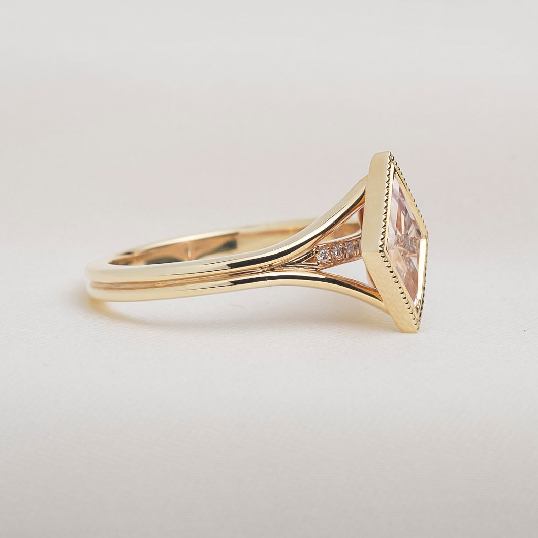 Peach Lozenge Sapphire Mirage Ring