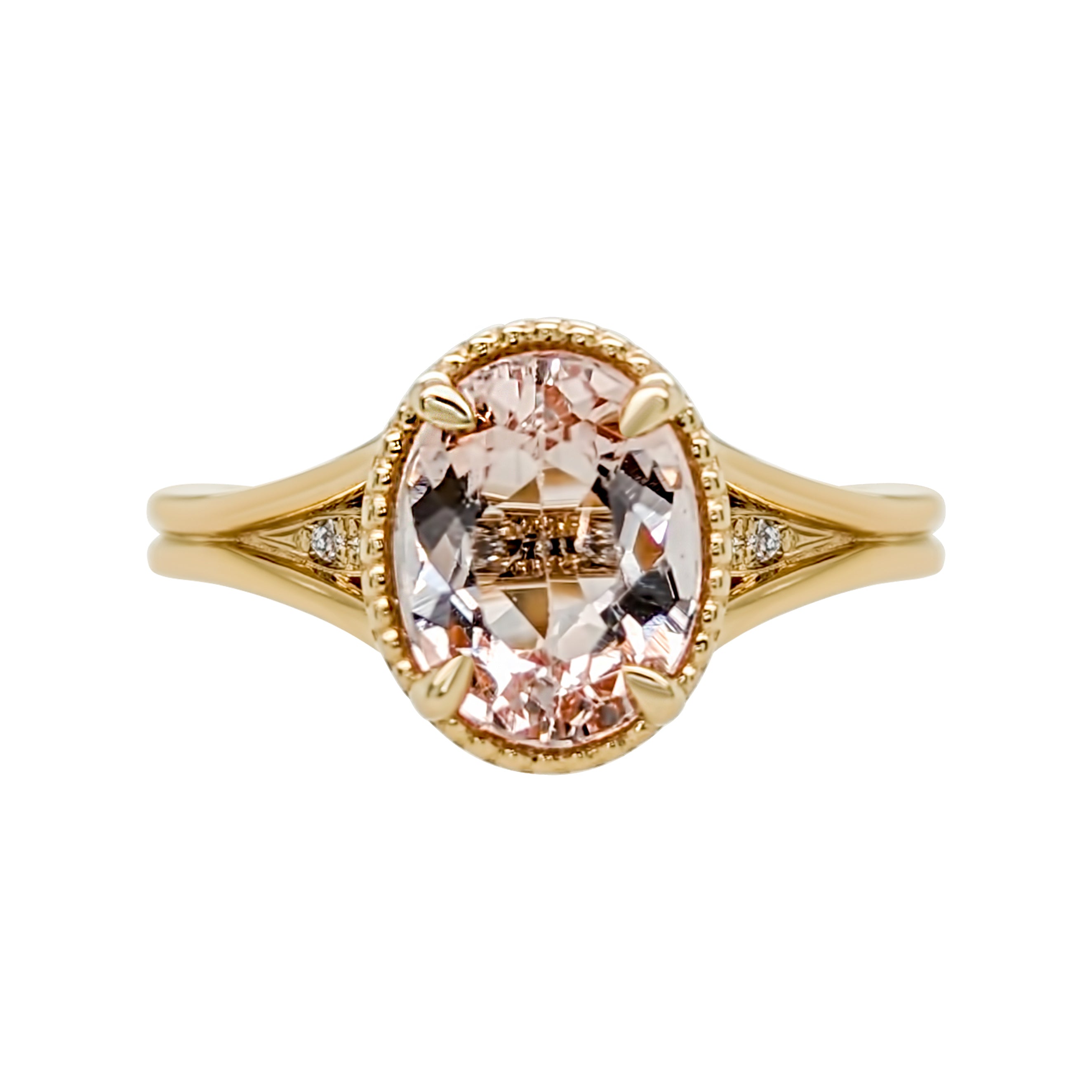 7x5mm Oval Morganite & Diamond Engagement Ring, 14k Solid Gold Cluster  Fashion Ring, Princess Diamond Wedding Ring, Gift for Mom, Heirloom - Etsy
