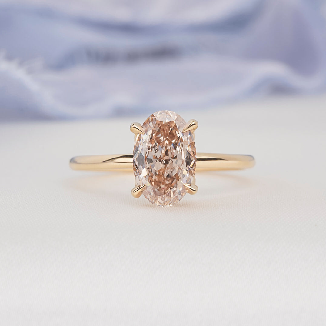 Oval Brilliant Champagne Diamond Tulip Ring