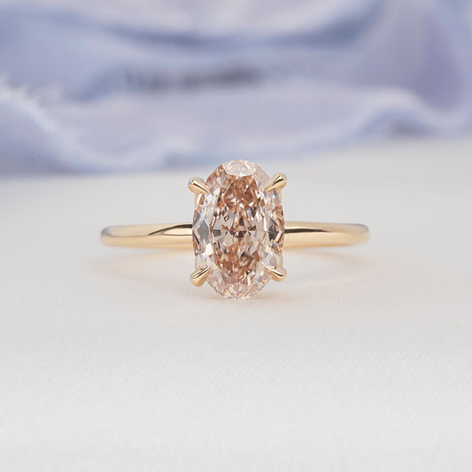 Oval Brilliant Champagne Diamond Tulip Ring