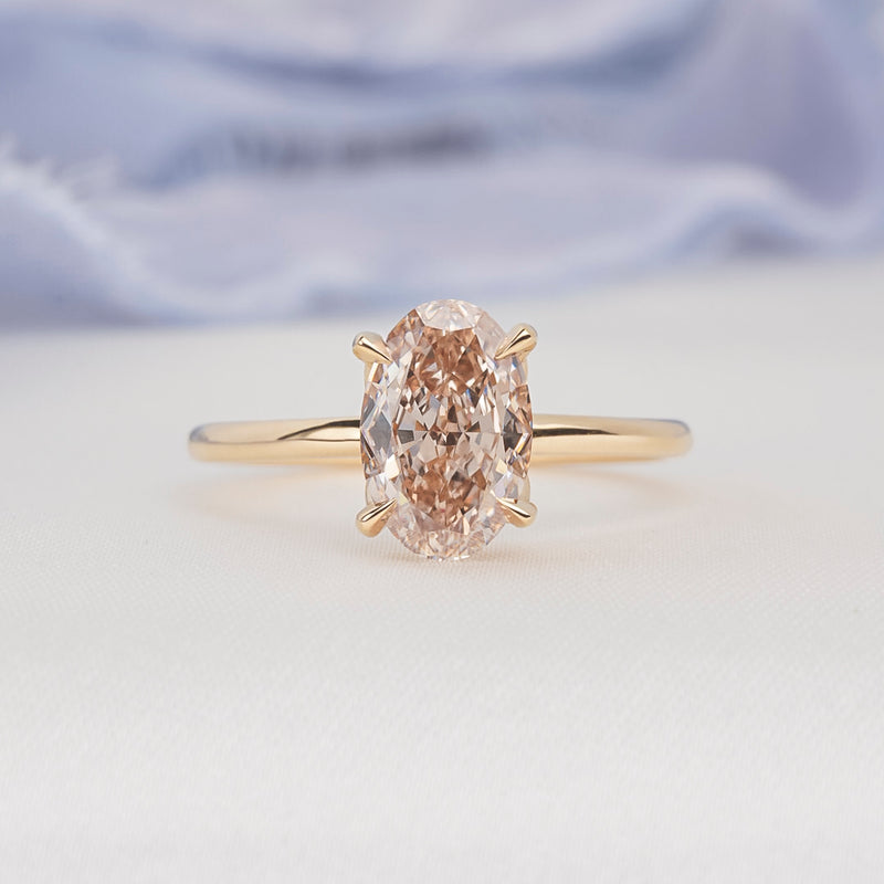 Oval Brilliant Champagne Diamond Tulip Ring