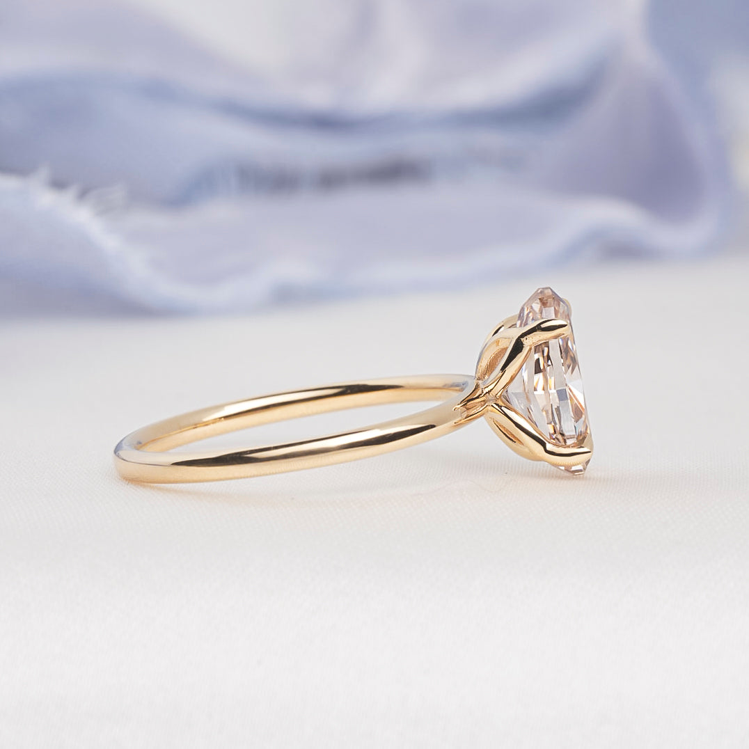 Oval Brilliant Champagne Diamond Tulip Ring