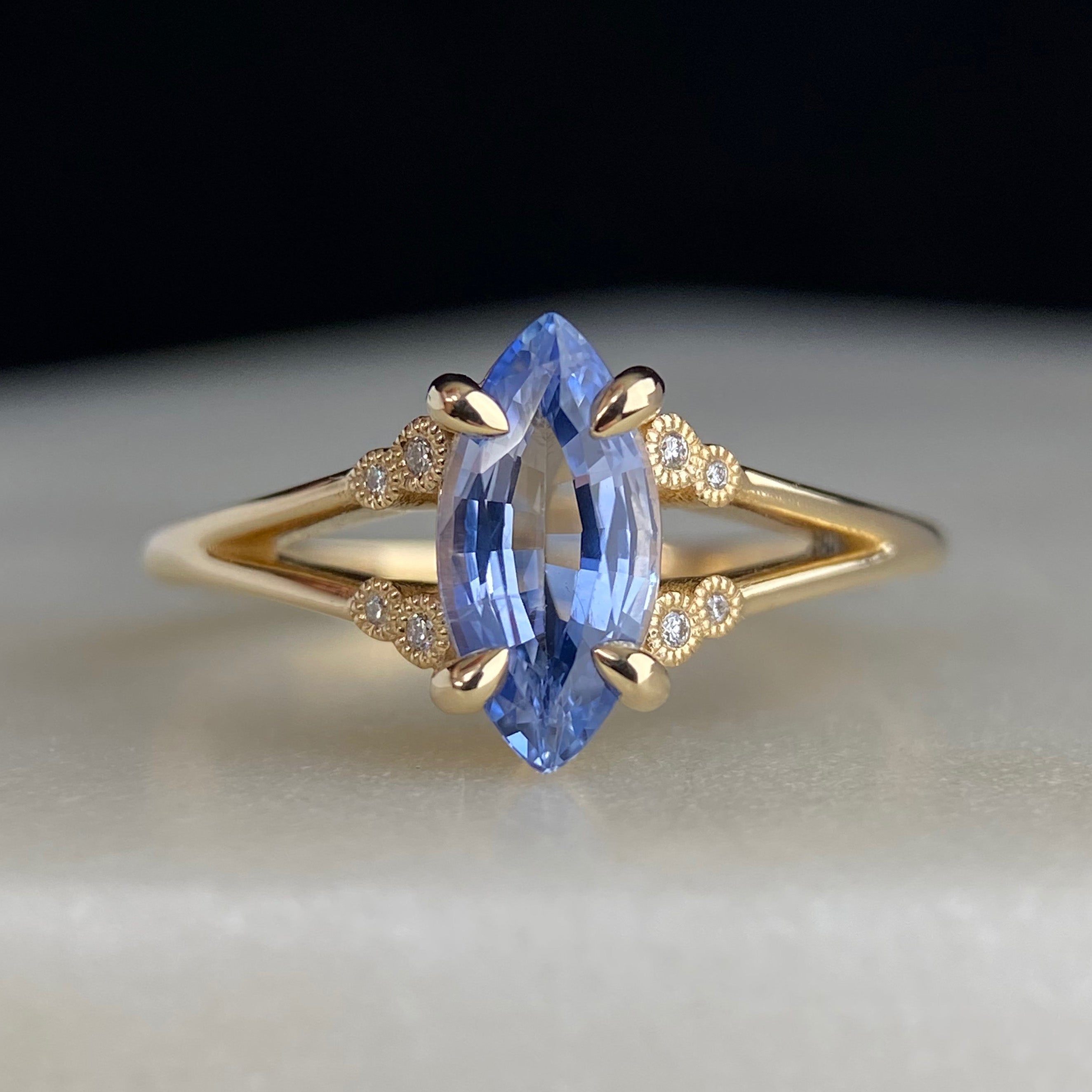 Marquise sapphire hot sale engagement ring