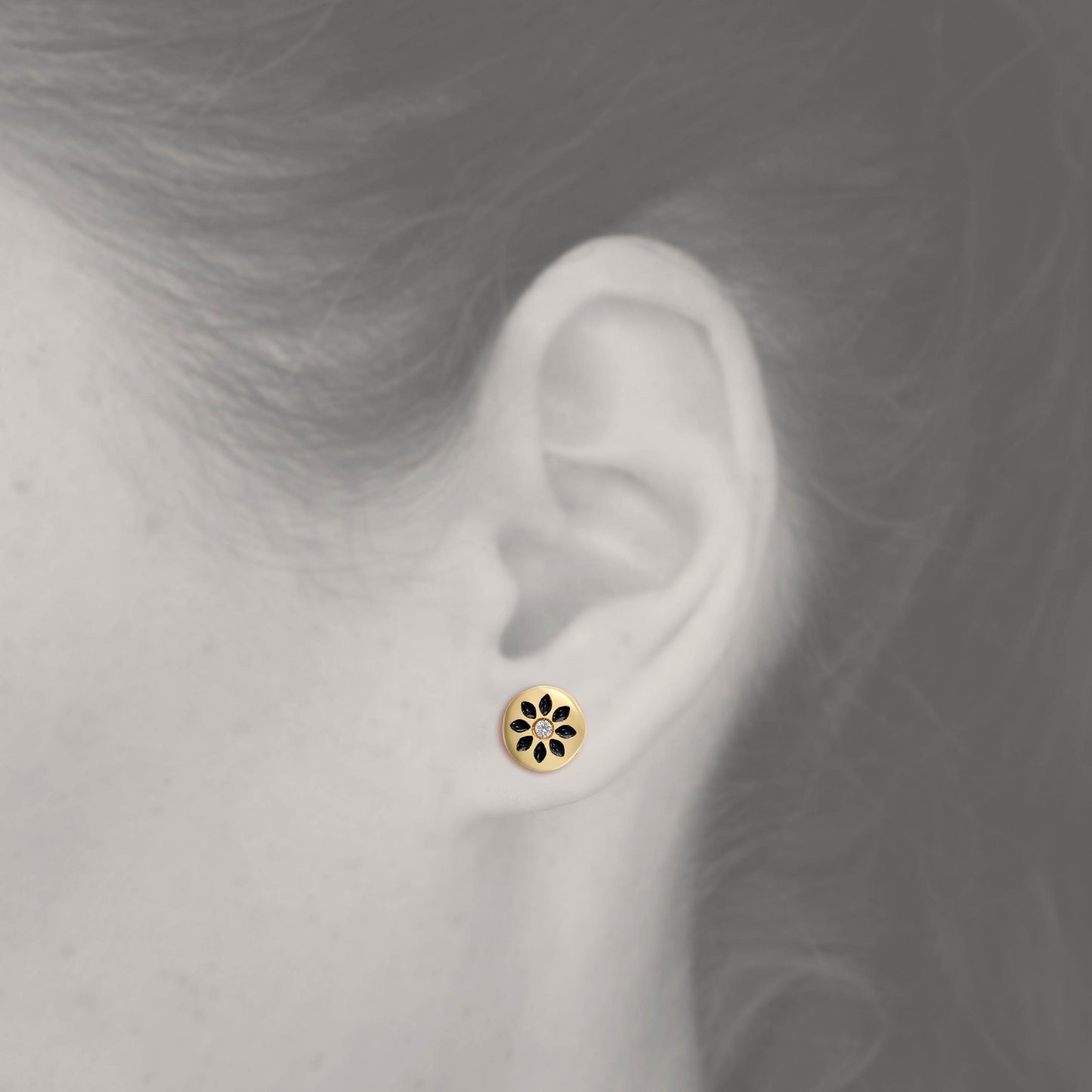 Floral Enamel Diamond Studs