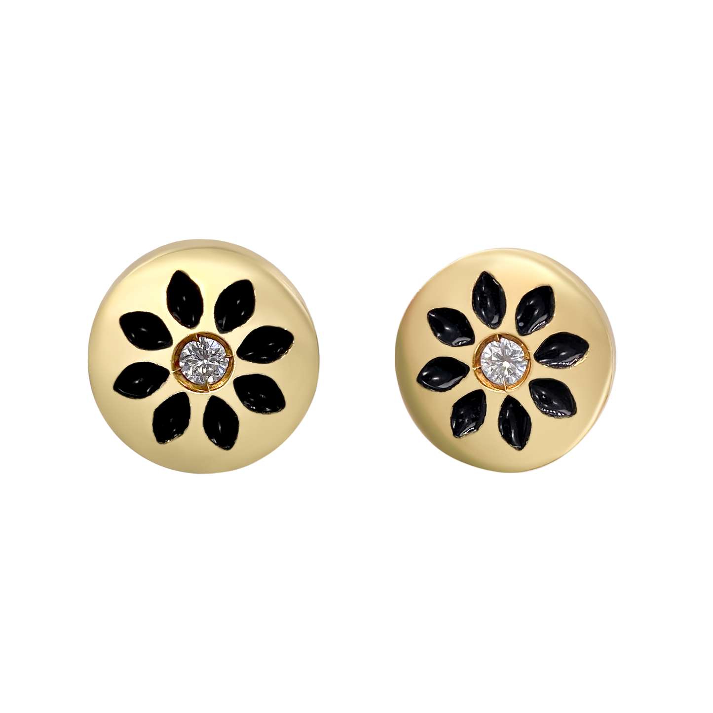 Floral Enamel Diamond Studs