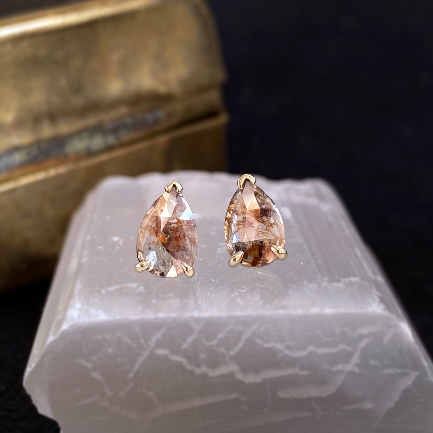 Saffron Pear Diamond Studs