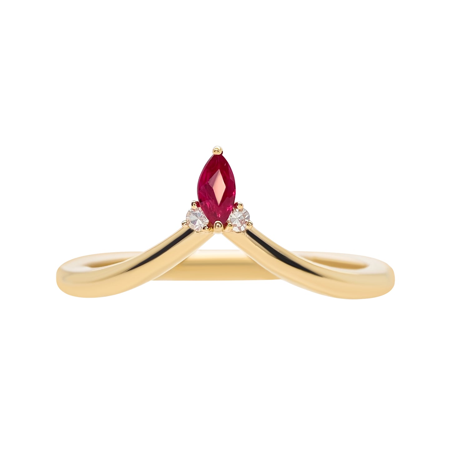 Ruby Marquise Contour Wedding Band 14K yellow gold